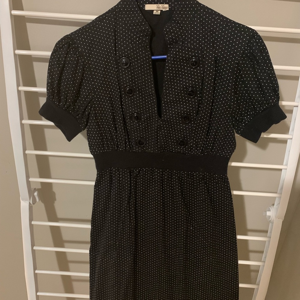 Y2K BeBop Black and White Polka Dot Midi Dress - Picture 3 of 6
